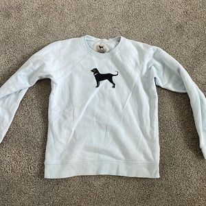 light blue black dog crew neck